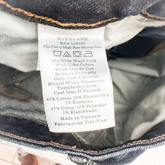 Everlane The Curvy High-Rise Skinny Jean Dark Wash Denim Size 25 - Picture 7 of 9